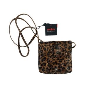 Hobo Mini Leopard Print Leather Crossbody Bag